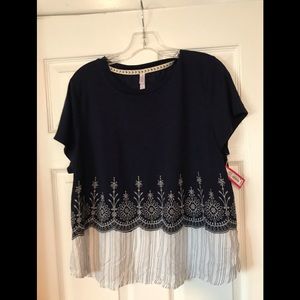 Flowy blue and white top